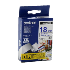 Brother TZE-243 uzlīmju lente zils uz balta 18mm x 8 metri