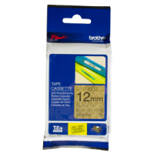 Brother TZE-MPGG31 dekoratīva uzlīmju lente, melni burti uz zelta ornamentu fona 12mm x 8 metri