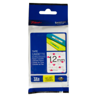 Brother TZE-MPPH31 dekoratīva uzlīmju lente, melni burti uz rozā fona ar sirsniņām, 12mm x 8 metri