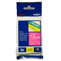 Brother TZe-MQP35 uzlīmju lente balts uz rozā 12mm x 8 metri