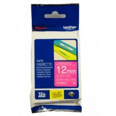 Brother TZe-MQP35 uzlīmju lente balts uz rozā 12mm x 8 metri