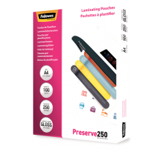 Fellowes laminēšanas plēves, glancētas, A4 (216x303mm), 250 mkr., 100 gab., 54018